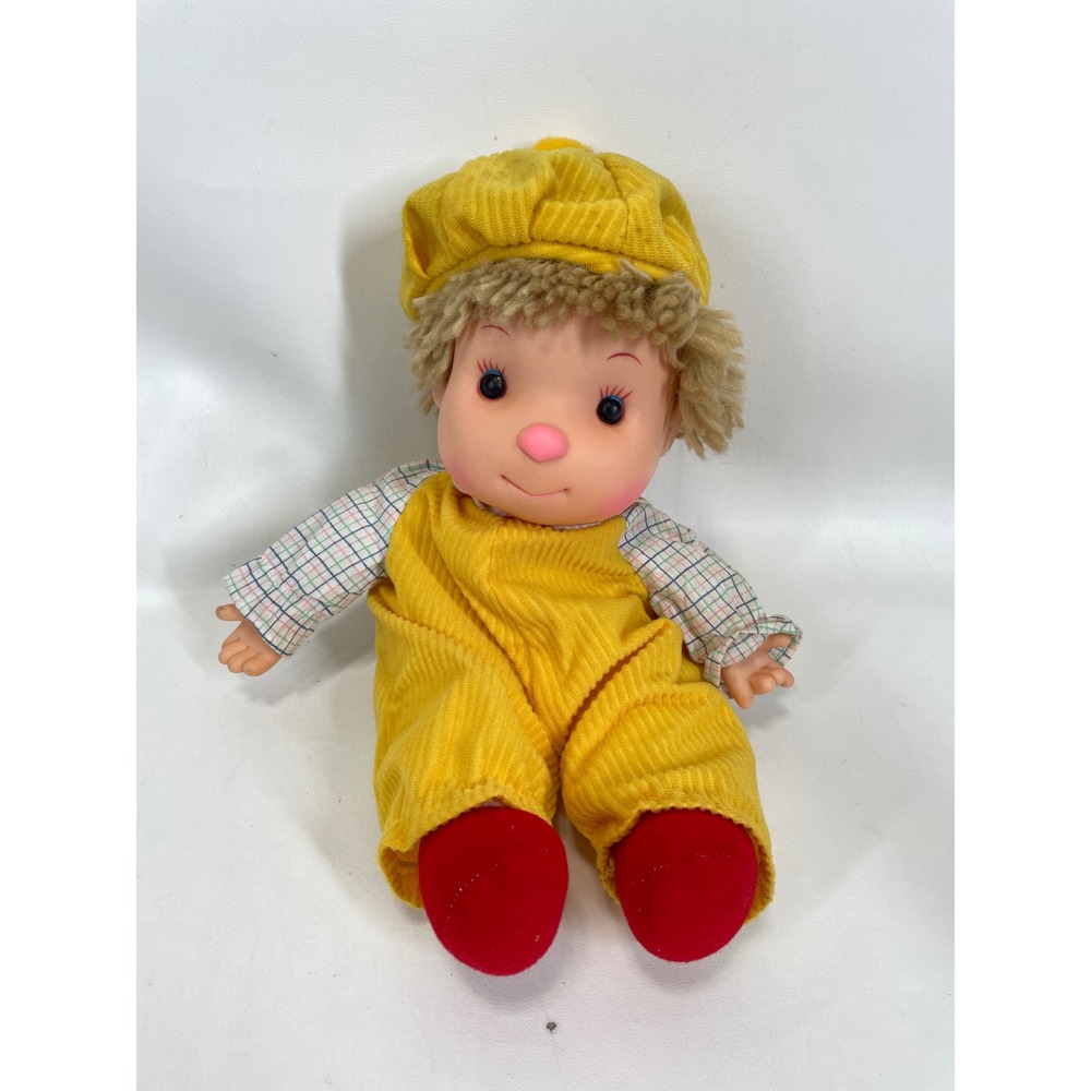 Komfy Kid Doll Yellow Corduroy Vintage Astra Trading Corp Plaid 1980s Taiwan